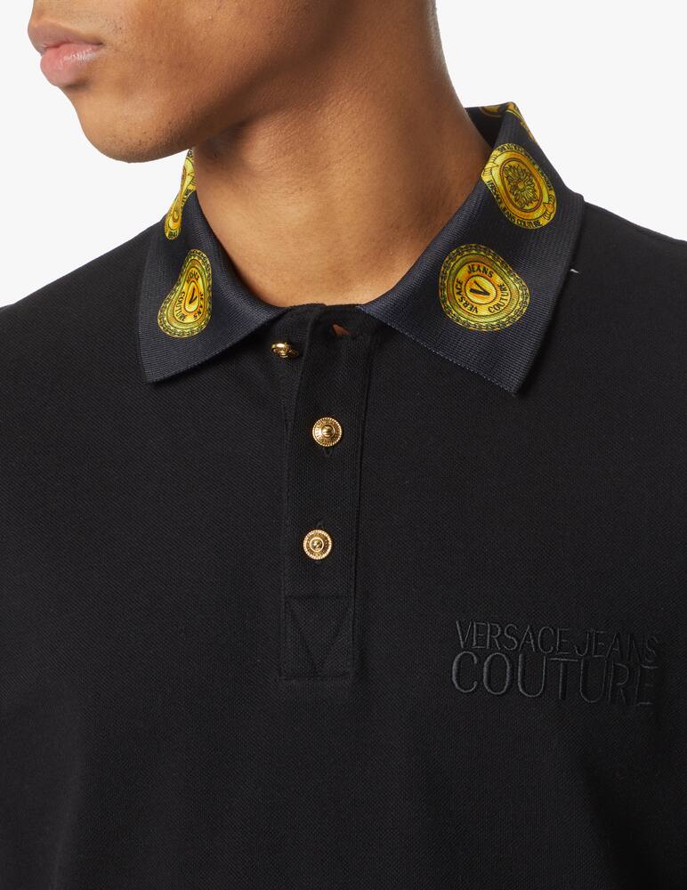 rinascente Versace Jeans Couture Piquet short sleeve polo - black