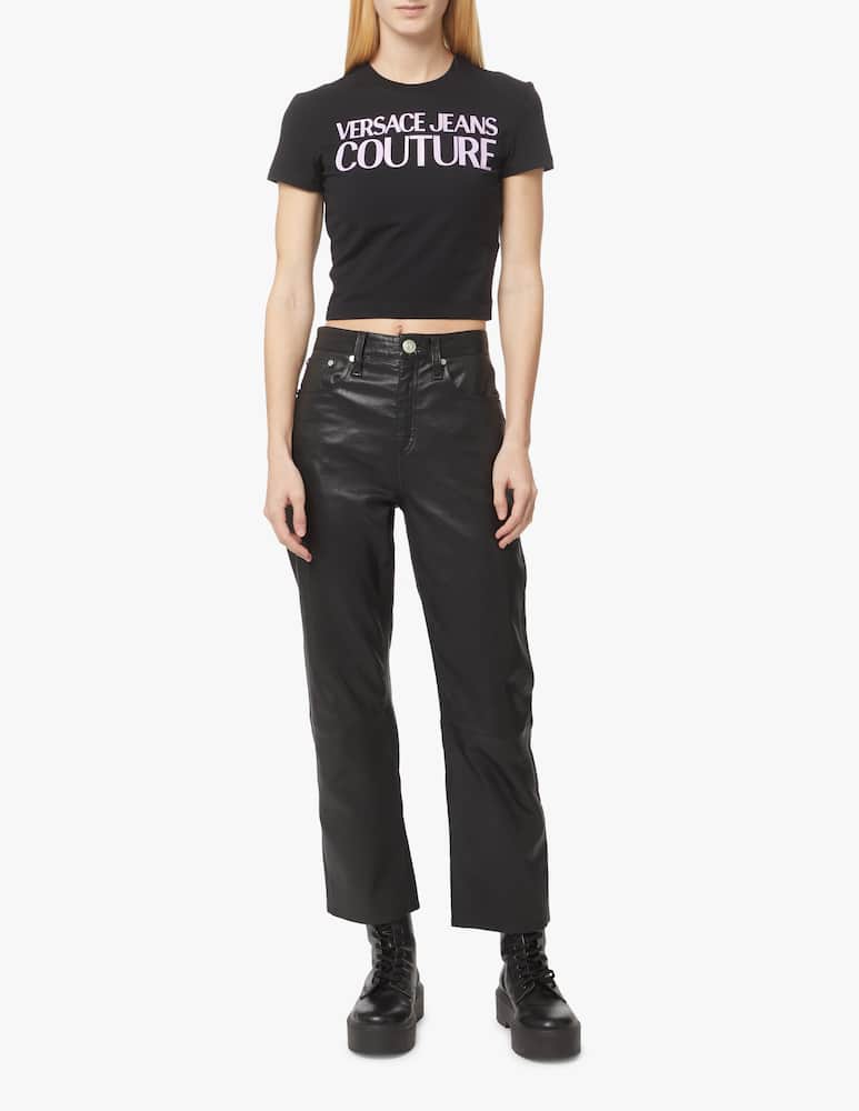 rinascente Versace Jeans Couture Crop t-shirt pearly logo - black