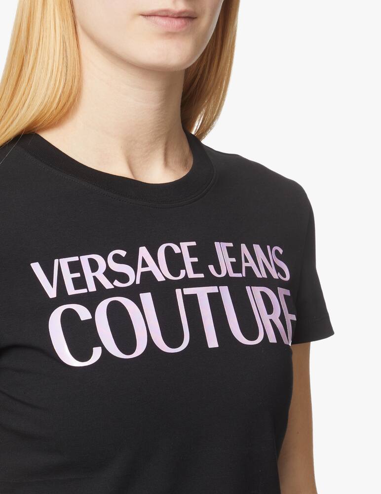 rinascente Versace Jeans Couture Crop t-shirt pearly logo - black