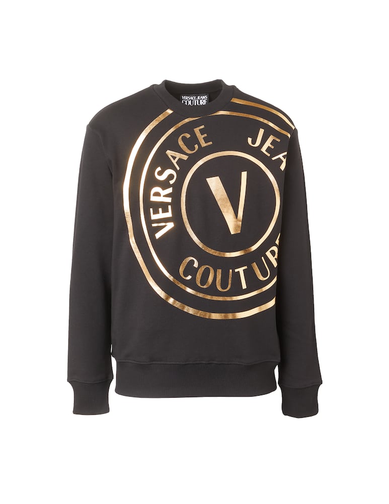 rinascente Versace Jeans Couture Maglia felpata con emblema versace nero oro - nero