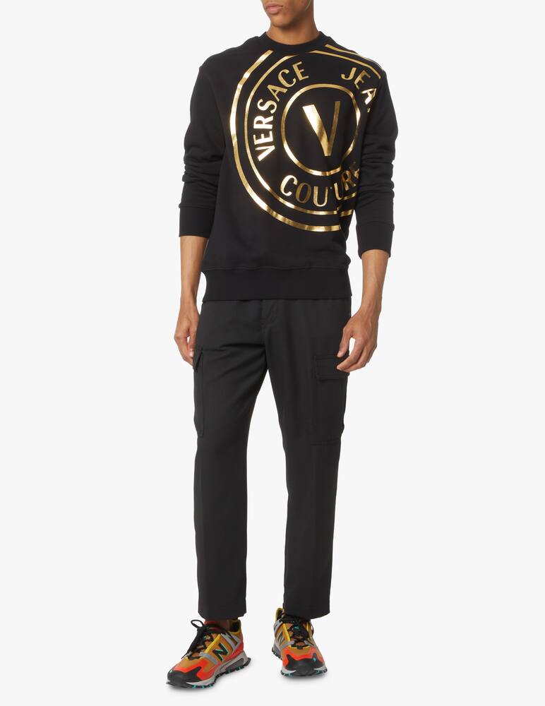 rinascente Versace Jeans Couture Maglia felpata con emblema versace nero oro - nero