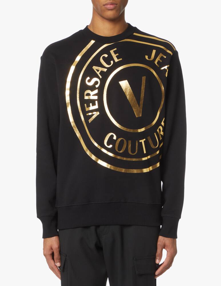 rinascente Versace Jeans Couture Maglia felpata con emblema versace nero oro - nero