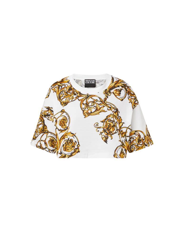 rinascente Versace Jeans Couture T-shirt crop barocco - bianco