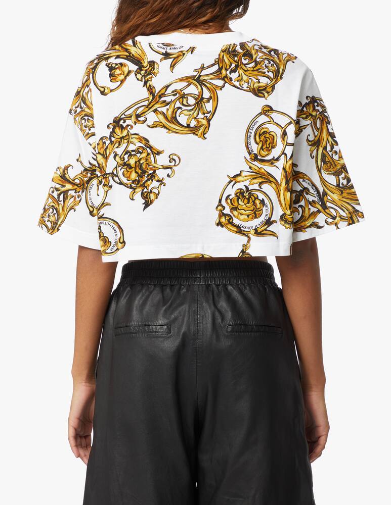 rinascente Versace Jeans Couture T-shirt crop barocco - bianco