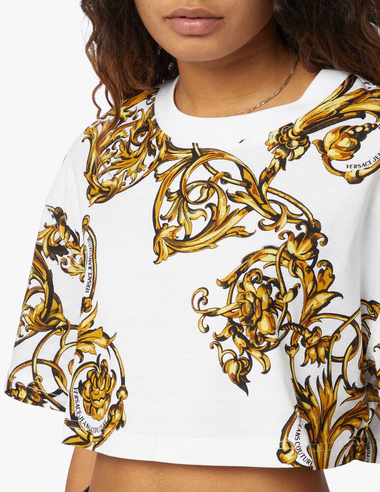 rinascente Versace Jeans Couture T-shirt crop barocco - bianco