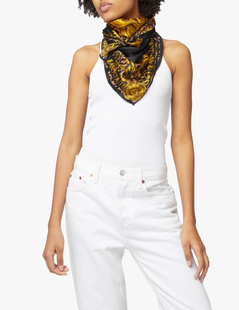 rinascente Versace Jeans Couture Foulard in setacon stampa Leopard - nero