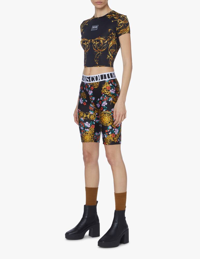 rinascente Versace Jeans Couture T-shirt crop con stampa barocco - nero