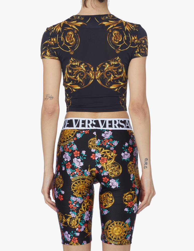 rinascente Versace Jeans Couture T-shirt crop con stampa barocco - nero