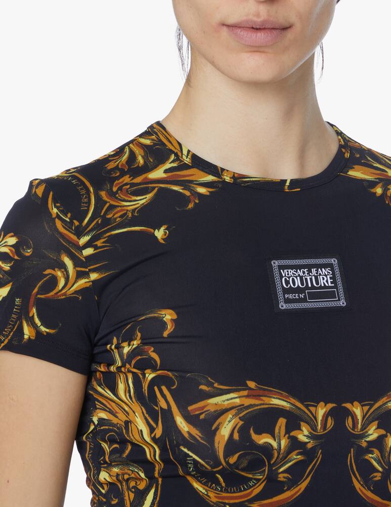 rinascente Versace Jeans Couture T-shirt crop con stampa barocco - nero