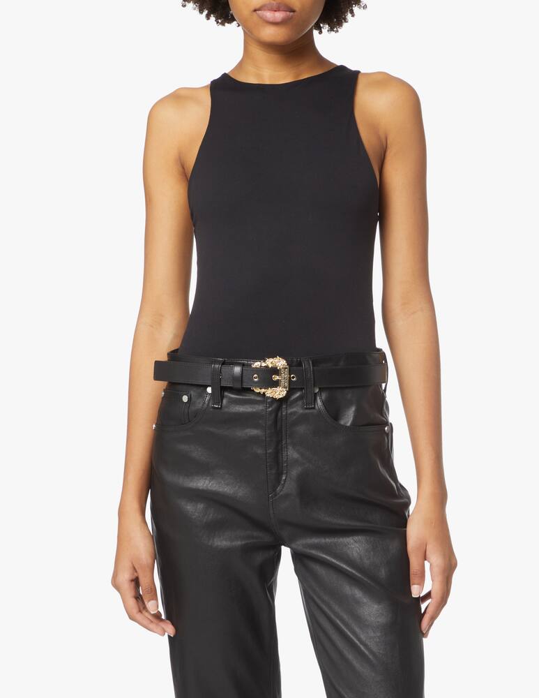 rinascente Versace Jeans Couture Cintura in pelle con fibbia barocca - nero