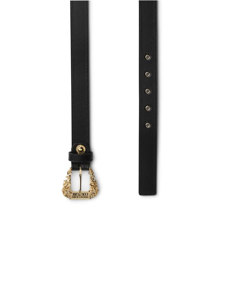 rinascente Versace Jeans Couture Cintura in pelle con fibbia barocca - nero