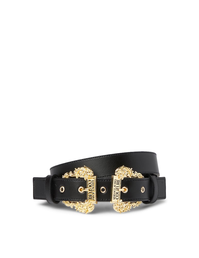 Versace Jeans Couture Cintura in pelle con doppia fibbia barocca - nero - immagine 1
