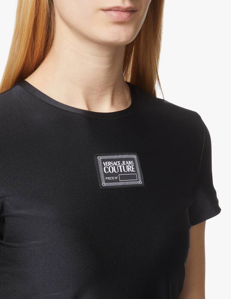 rinascente Versace Jeans Couture T-shirt crop in cotone log patch - nero