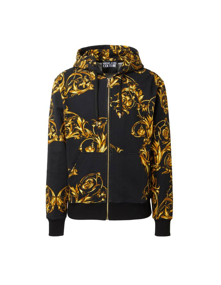 rinascente Versace Jeans Couture Maglia fzip con cappuccio garland print - multicolor