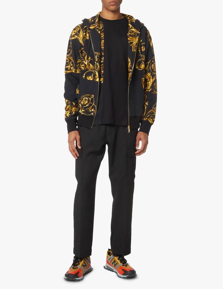 rinascente Versace Jeans Couture Maglia fzip con cappuccio garland print - multicolor