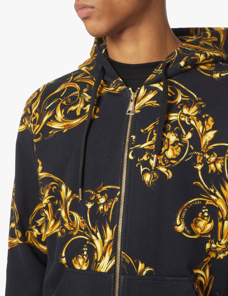 rinascente Versace Jeans Couture Maglia fzip con cappuccio garland print - multicolor