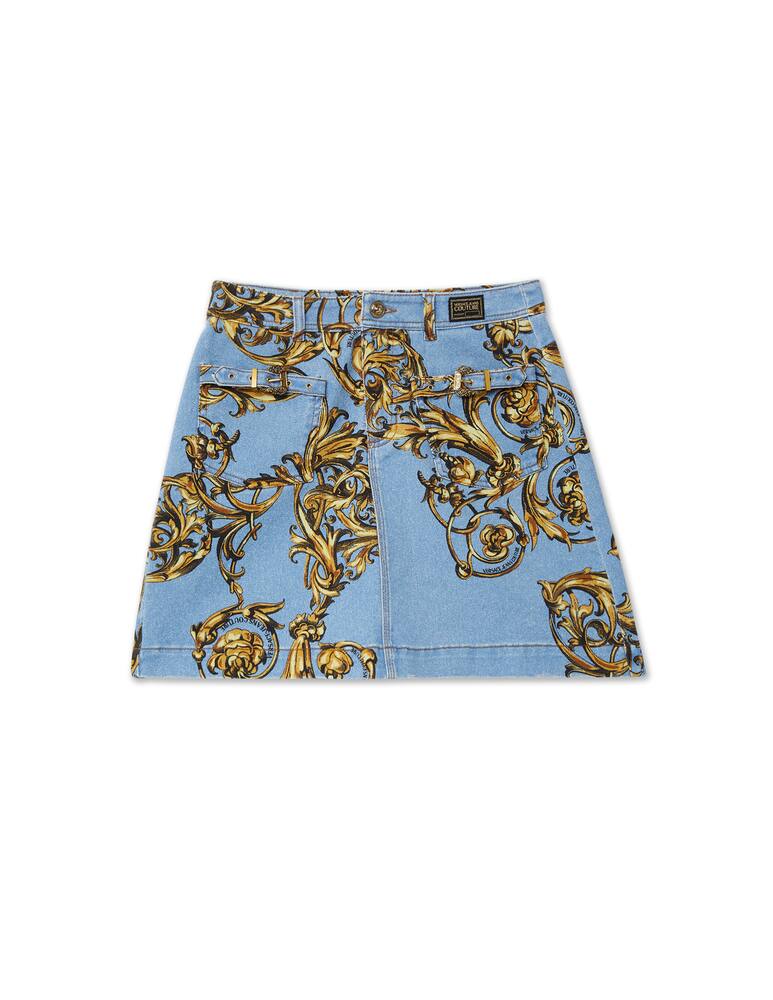 rinascente Versace Jeans Couture Denim skirt barocco printed - blue