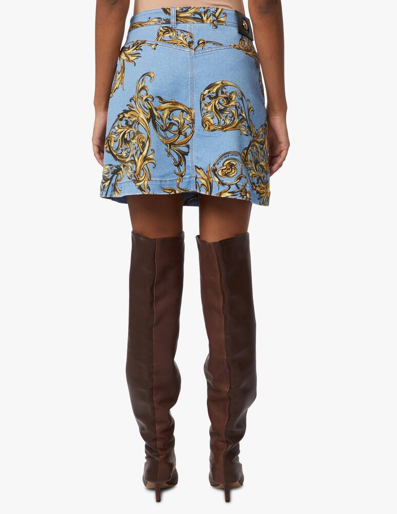 rinascente Versace Jeans Couture Denim skirt barocco printed - blue