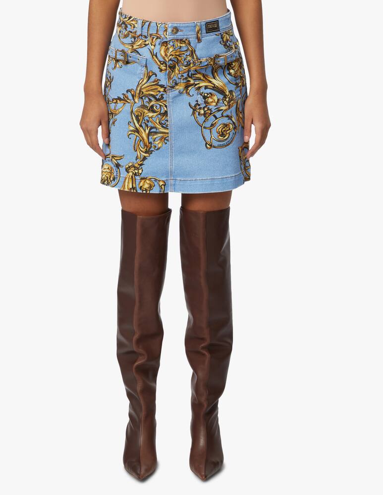 rinascente Versace Jeans Couture Denim skirt barocco printed - blue