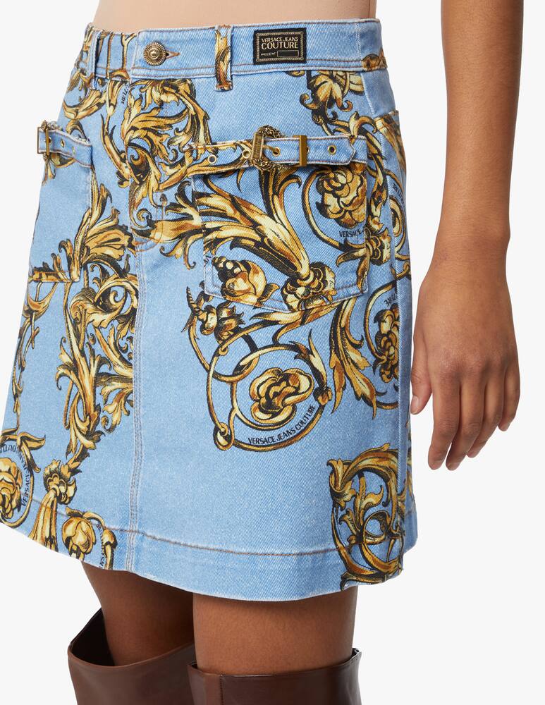 rinascente Versace Jeans Couture Denim skirt barocco printed - blue