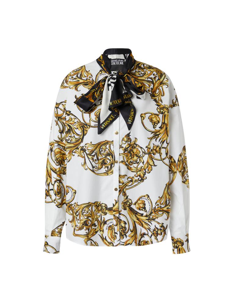 rinascente Versace Jeans Couture Blusa collo con fiocco barocco - bianco