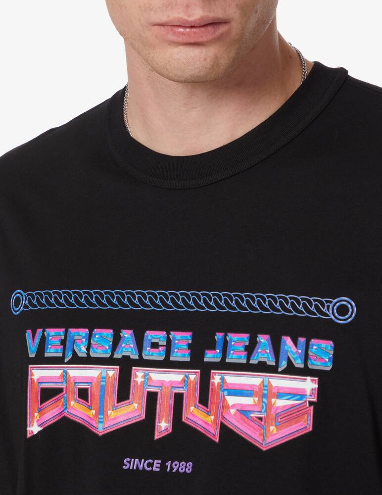rinascente Versace Jeans Couture Warranty label galaxy logo t-shirt - Black