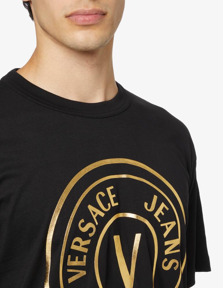 rinascente Versace Jeans Couture Maglietta in cotone con logo - nero e oro