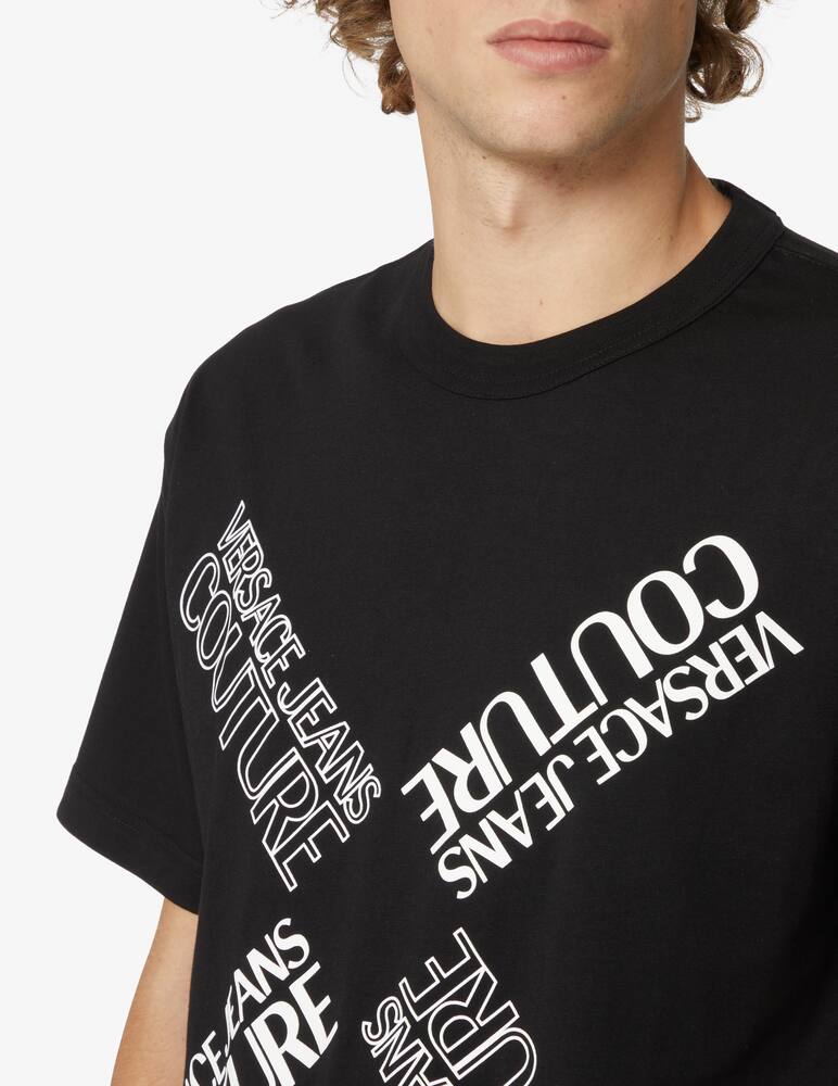 rinascente Versace Jeans Couture Maglietta a quadri con maxi logo - Nero