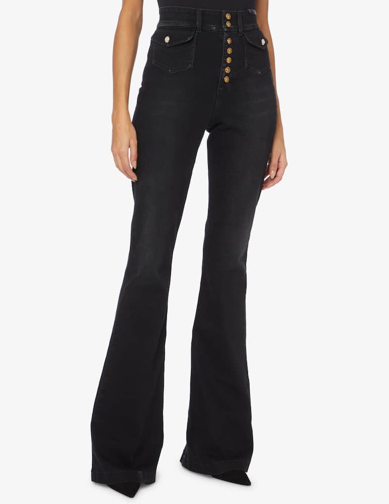 rinascente Versace Jeans Couture Jeans flare a vita alta con bottoni - Nero