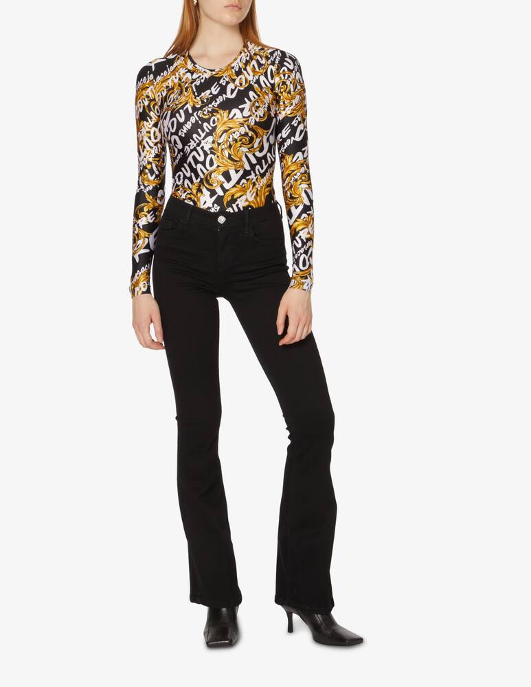 rinascente Versace Jeans Couture Long sleeved bodysuit with baroque print - Black