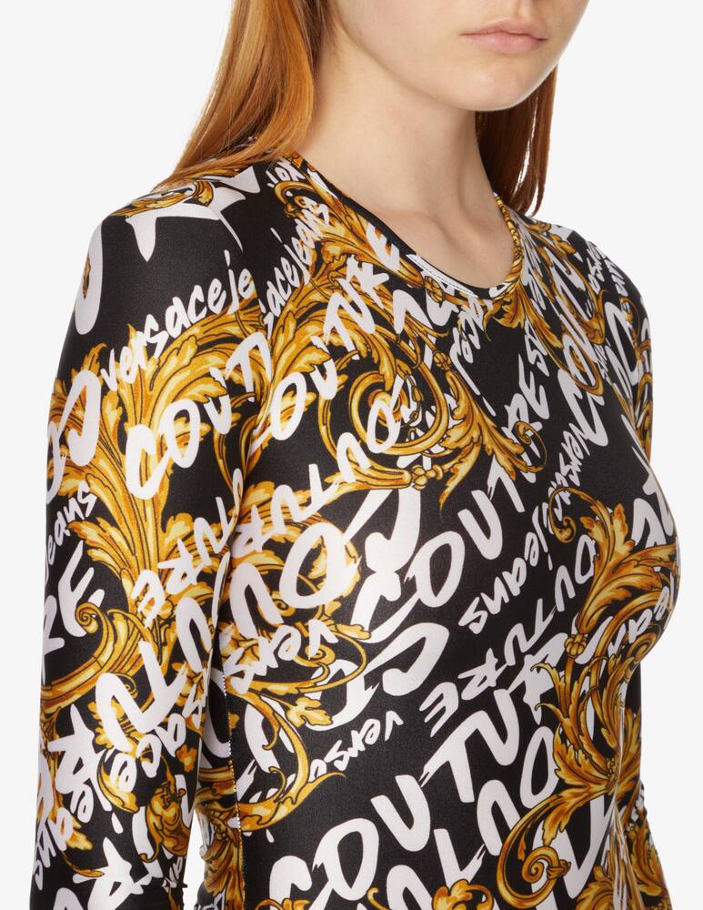 rinascente Versace Jeans Couture Long sleeved bodysuit with baroque print - Black