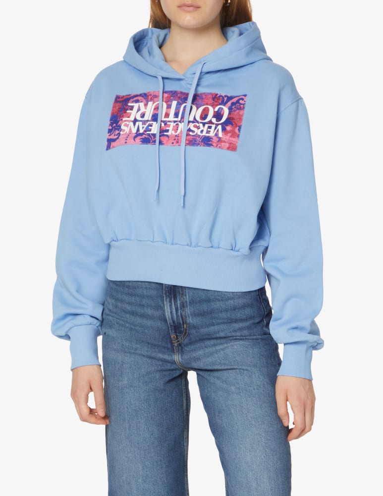 Versace Jeans Couture Cotton crop hoodie - Light blue - picture 1 Versace Jeans Couture Cotton crop hoodie - Light blue - picture 1