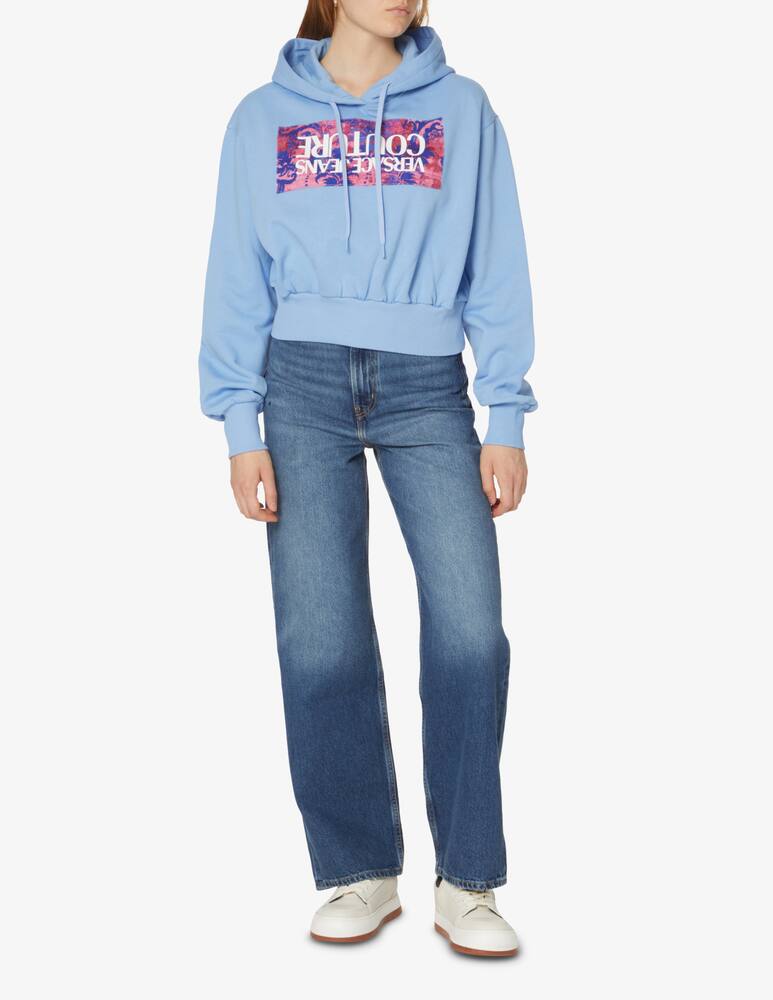 Versace Jeans Couture Cotton crop hoodie - Light blue - picture 2 Versace Jeans Couture Cotton crop hoodie - Light blue - picture 2