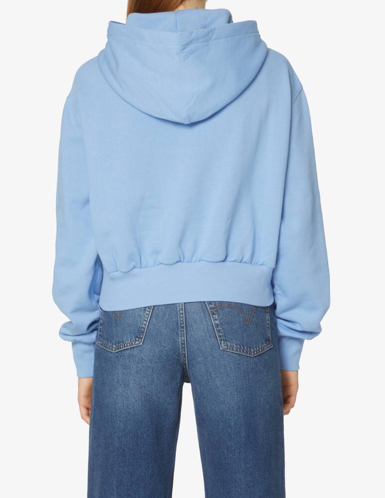 rinascente Versace Jeans Couture Felpa crop con cappuccio in cotone - Azzurro
