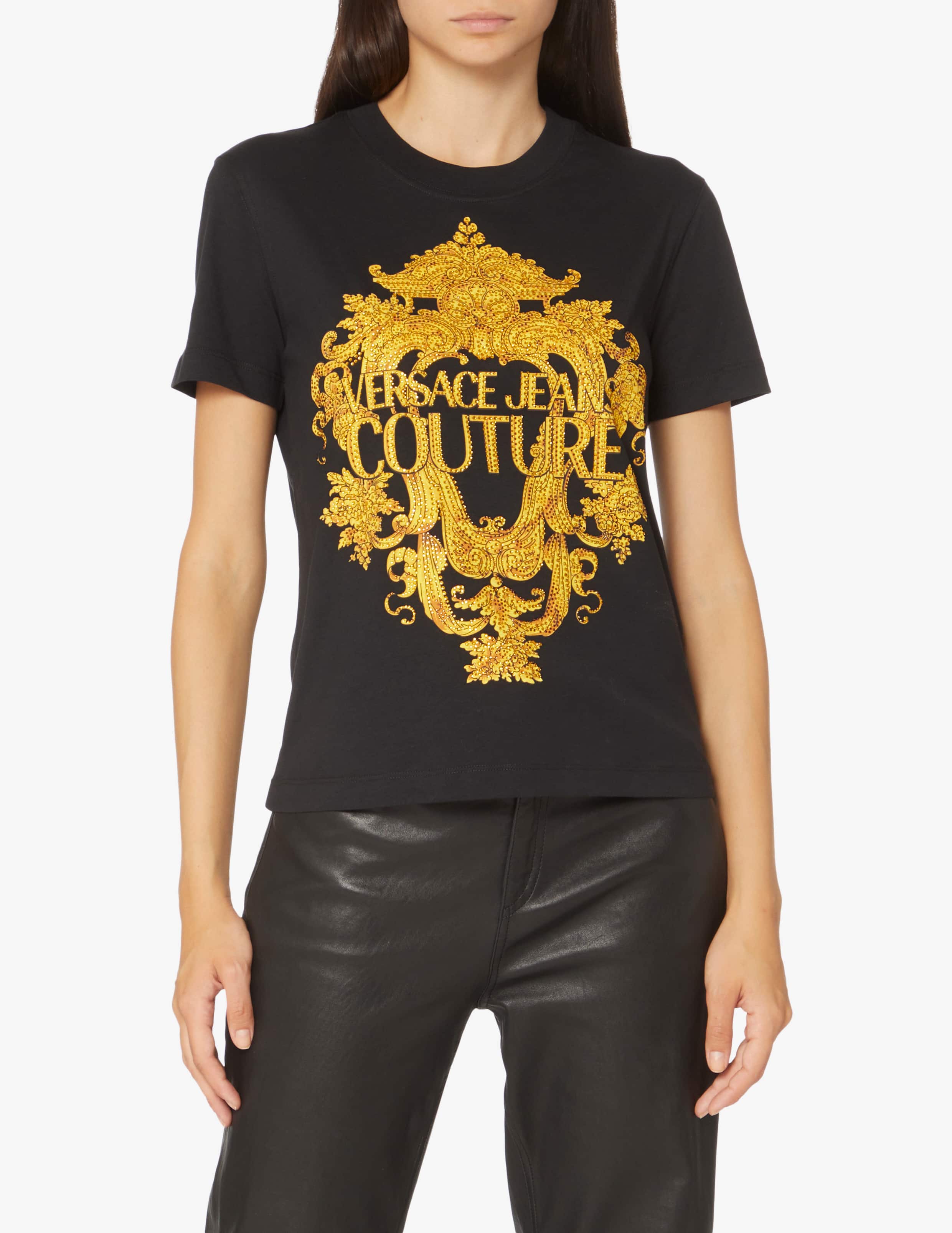 【関税&送料込】Versace Jeans Couture T-Shirt With Crystals Shop Versace Jeans Couture Cotton t-shirt with crystals