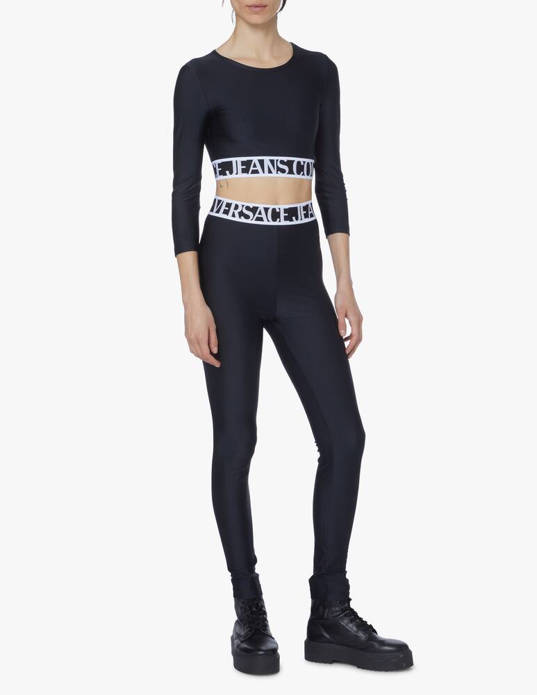 rinascente Versace Jeans Couture Long sleeved crop top with logo - black