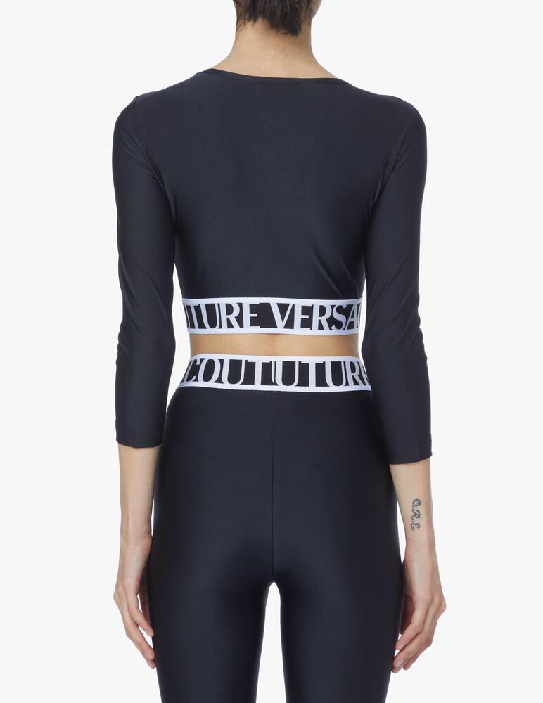rinascente Versace Jeans Couture Long sleeved crop top with logo - black