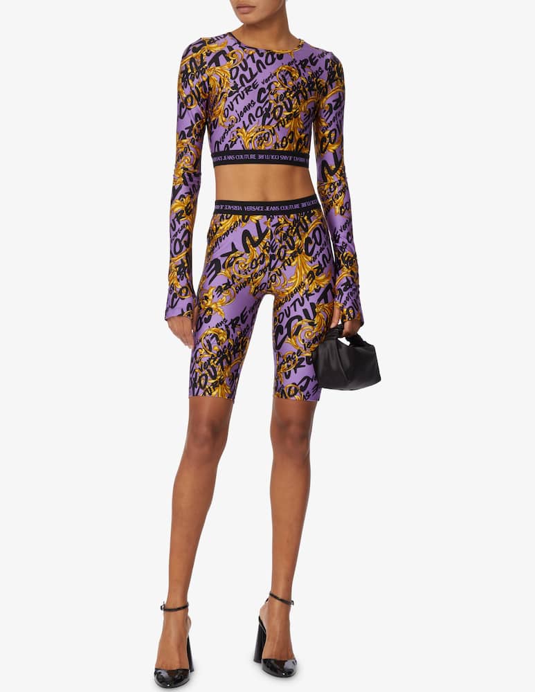 rinascente Versace Jeans Couture Long sleeved crop top with logo - Violet
