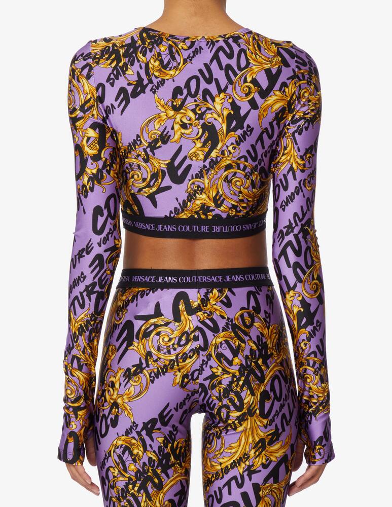 rinascente Versace Jeans Couture Long sleeved crop top with logo - Violet