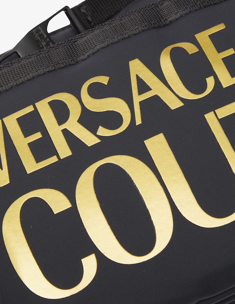 rinascente Versace Jeans Couture Marsupio in nylon con scritta - Nero