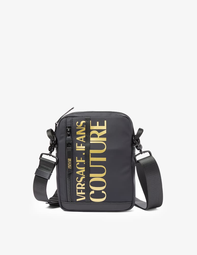 rinascente Versace Jeans Couture Reporter nylon bag with logo - Black