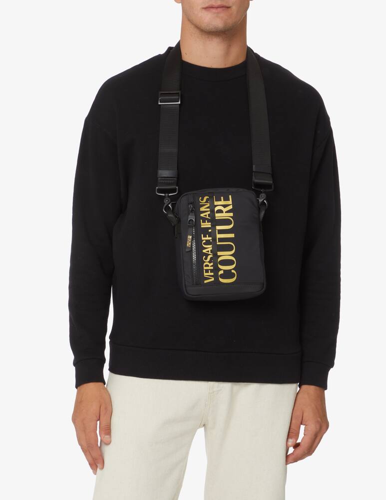 rinascente Versace Jeans Couture Reporter nylon bag with logo - Black