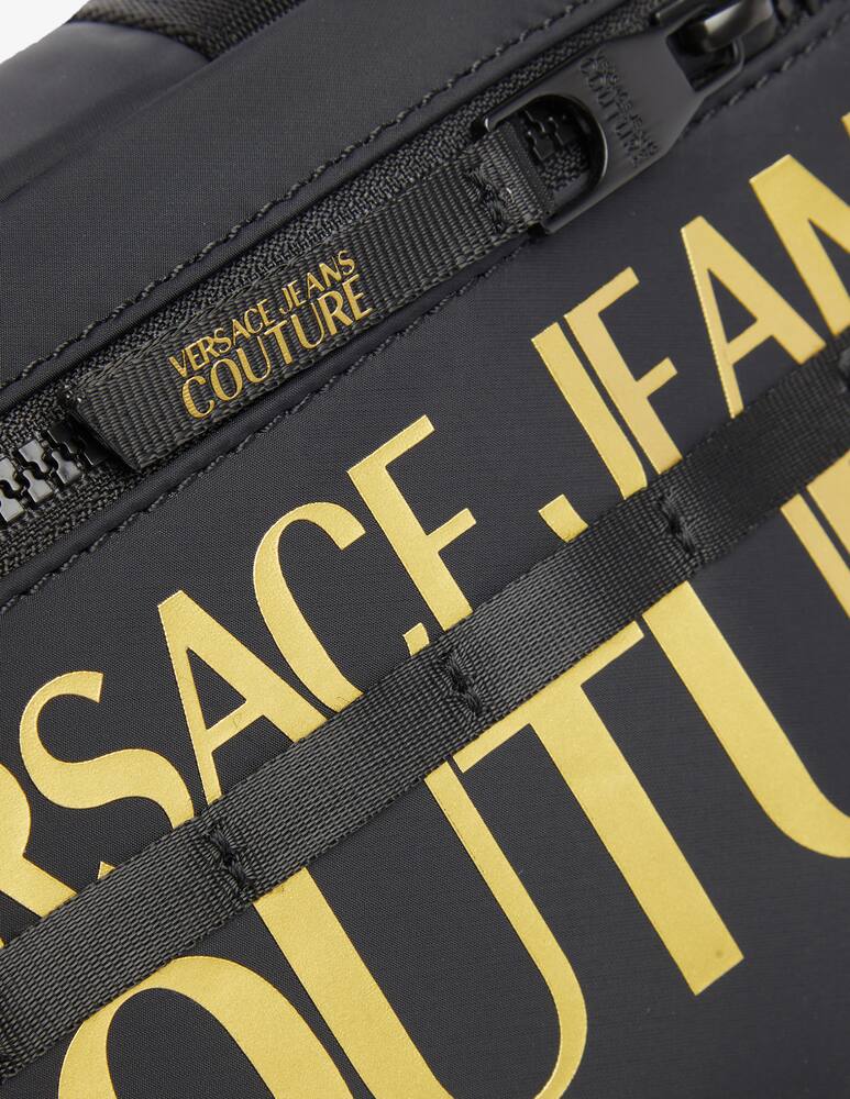 rinascente Versace Jeans Couture Reporter nylon bag with logo - Black