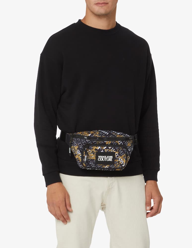 rinascente Versace Jeans Couture Marsupio in nylon con scritta - Nero