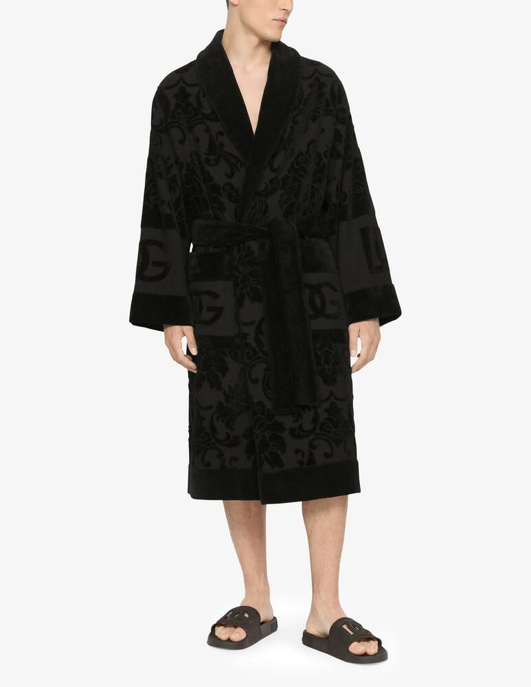 rinascente Dolce & Gabbana Accappatoio in Spugna di Cotone Jacquard - Nero