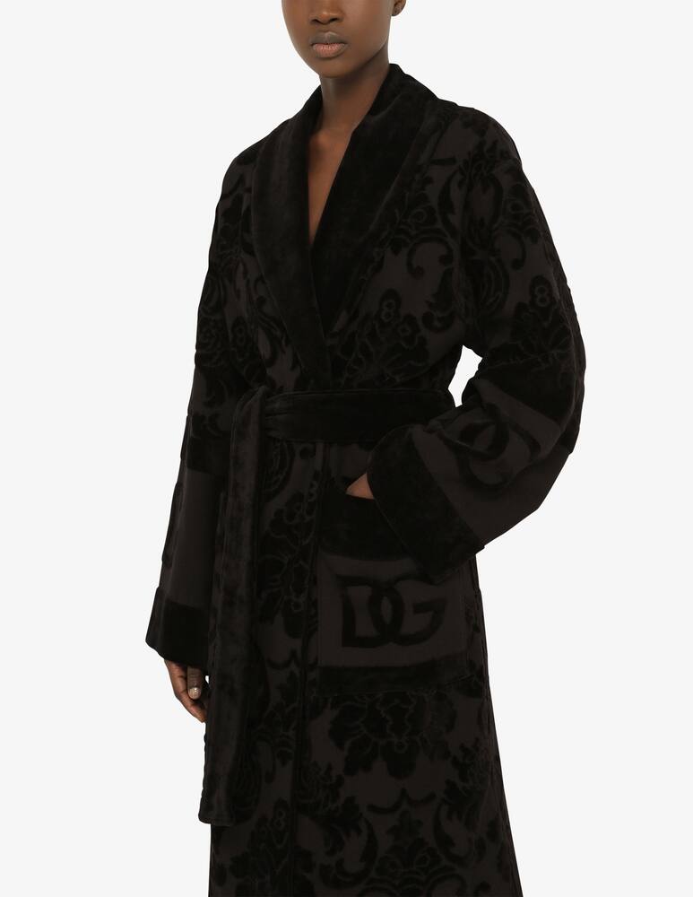 rinascente Dolce & Gabbana Accappatoio in Spugna di Cotone Jacquard - Nero