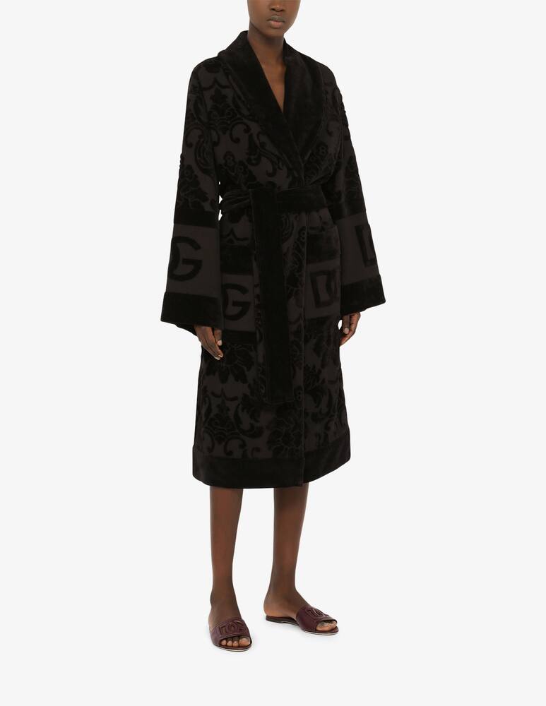 rinascente Dolce & Gabbana Accappatoio in Spugna di Cotone Jacquard - Nero