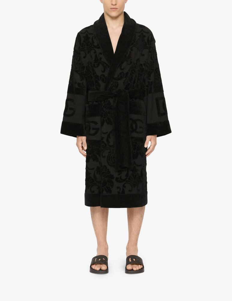 rinascente Dolce & Gabbana Accappatoio in Spugna di Cotone Jacquard - Nero
