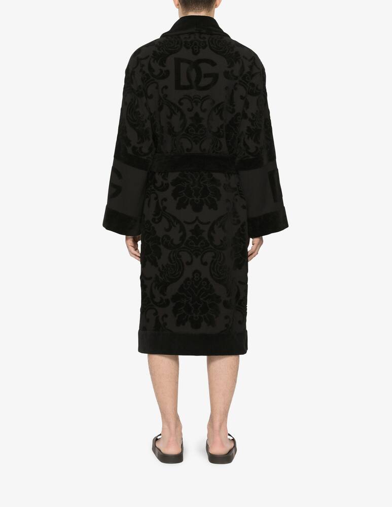 rinascente Dolce & Gabbana Accappatoio in Spugna di Cotone Jacquard - Nero