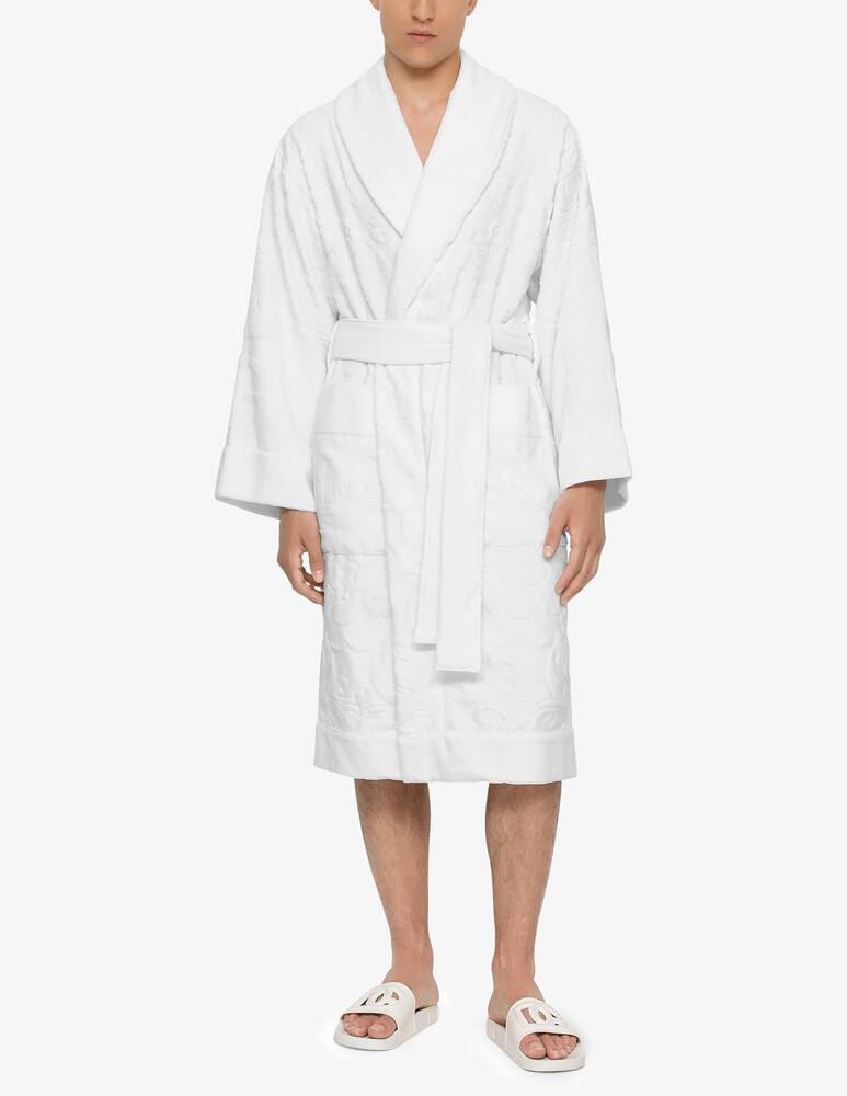rinascente Dolce & Gabbana Bath Robe in Terry Cotton Jacquard - White